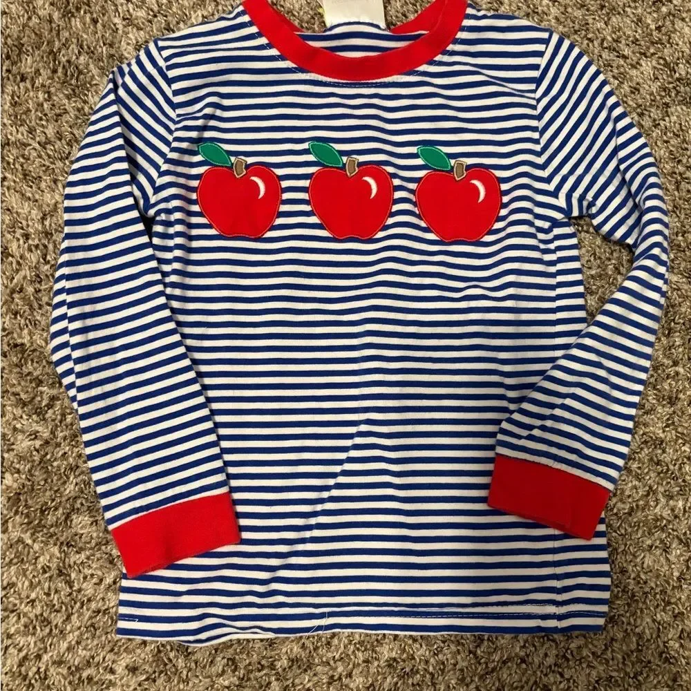 Navy Striped Apple Set Classic Whimsy- Size 6